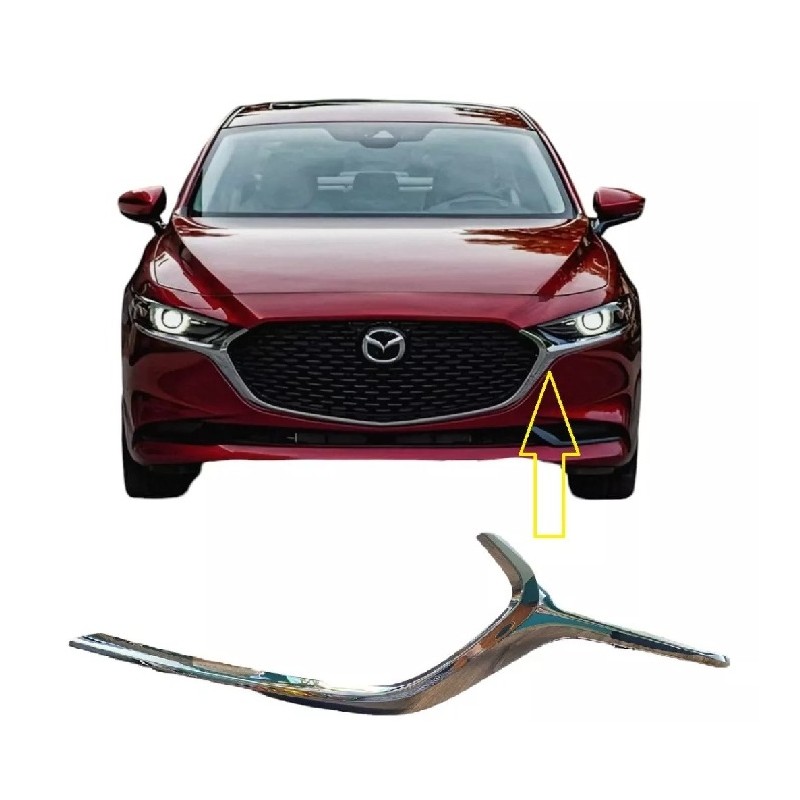 MOLDURA CROMADA IZQUIERDA DE PARRILLA MAZDA 3 2019 - 2025